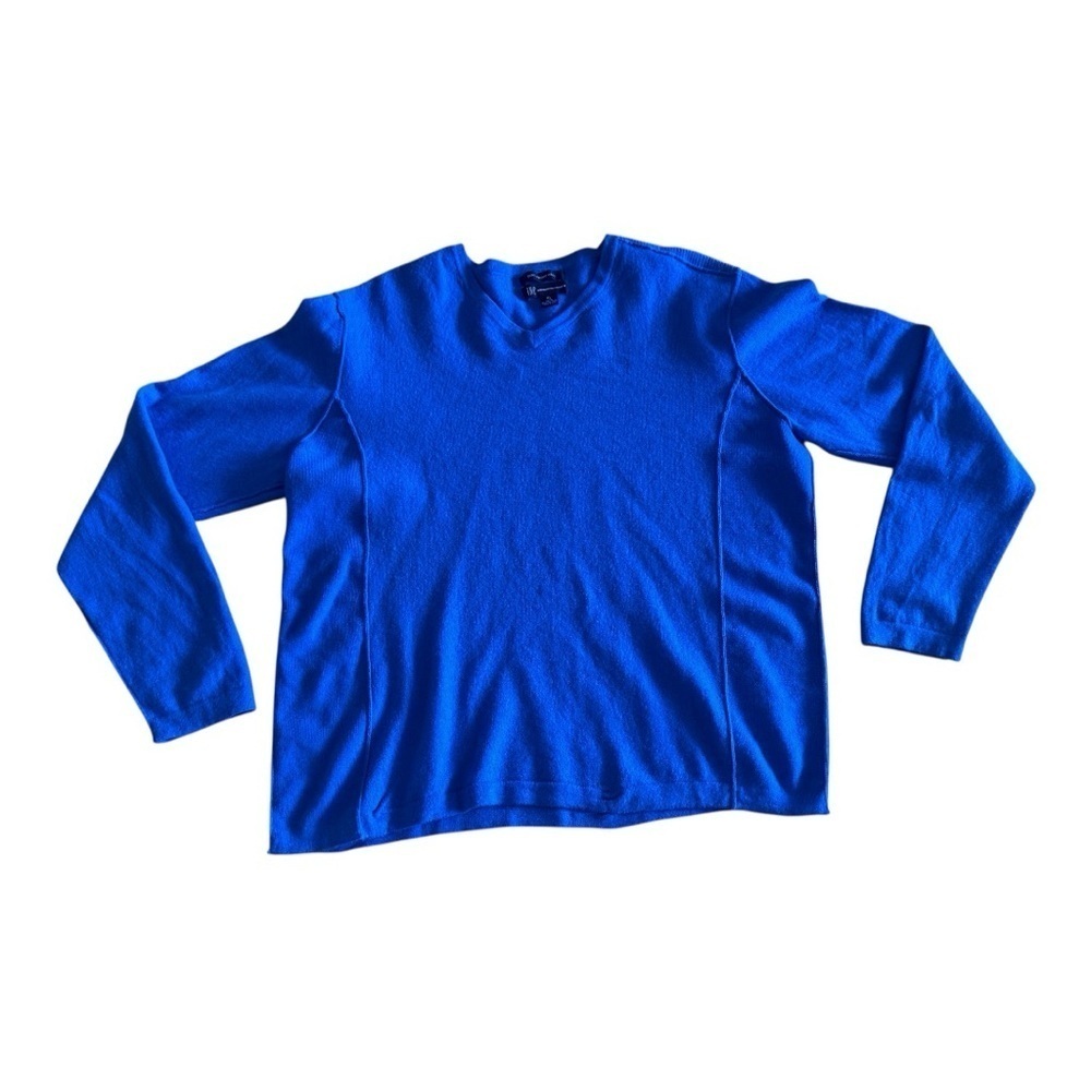 INC International Concepts Merino Wool sweater Blue V Neck soft long sleeve